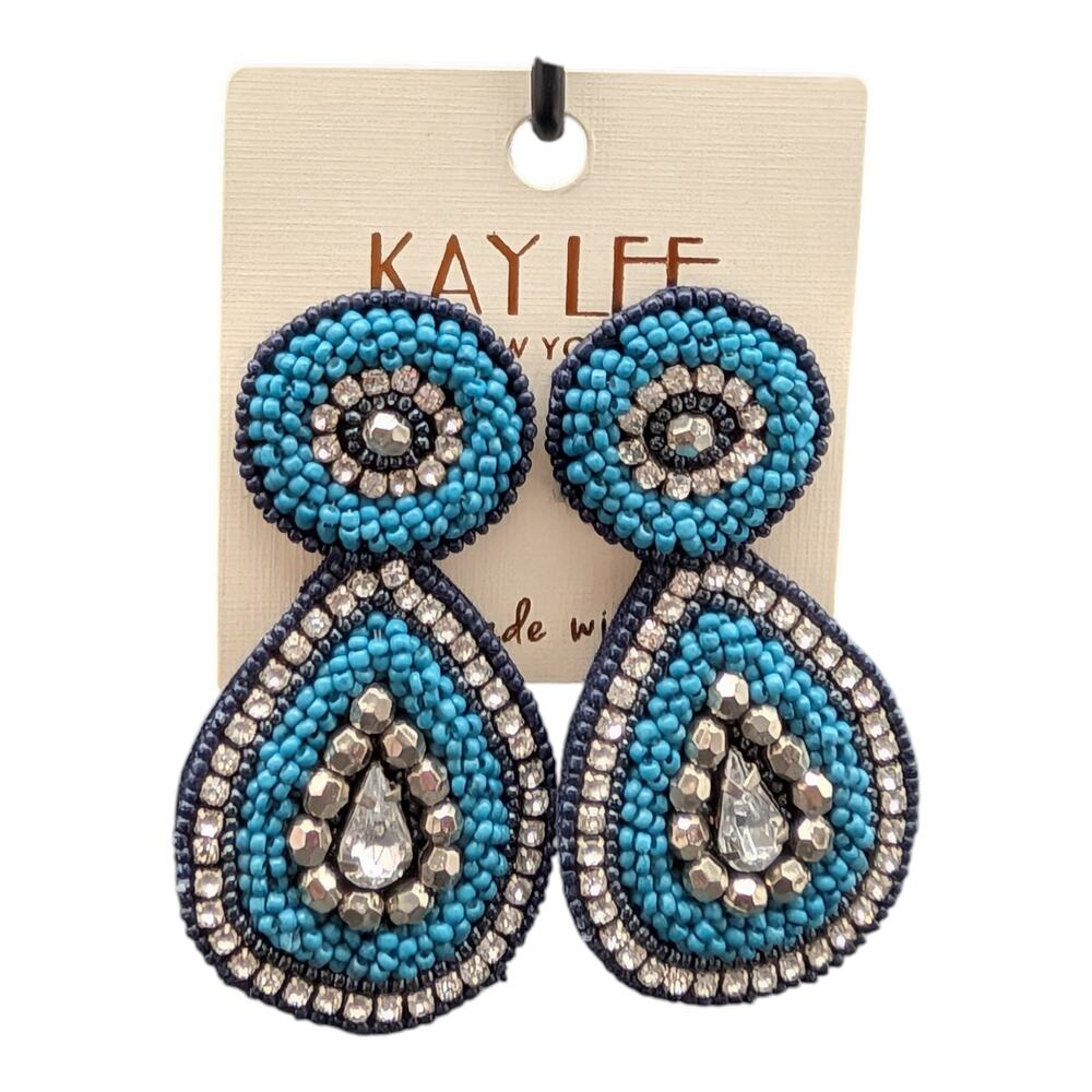 Kay Lee NY Turquoise Beaded Statement Earrings